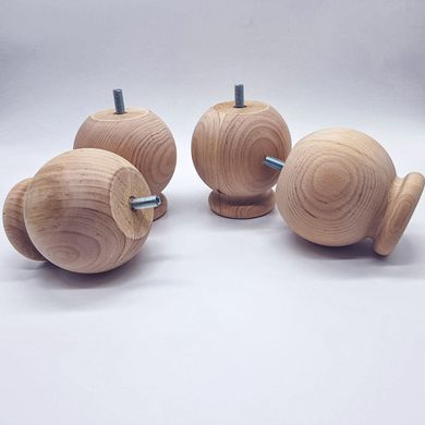 Мебельные ножки деревянные с Ольхи | Комплект из 4 шт | Высота - 90 мм Диаметр - 90 мм