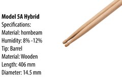 Барабанные палочки 5A Hybrid | Western Wood | HoRnbeam 5A Hybrid