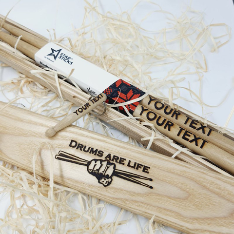 Personalised drumsticks deals with gift box