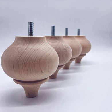 Меблеві ніжки дерев'яні з вільхи | Комплект з 4 шт | Висота - 85 мм Товщина - 80 мм