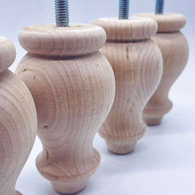 Меблеві ніжки дерев'яні з вільхи | Комплект з 4 шт | Висота - 100 мм Товщина - 56 мм