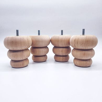 Мебельные ножки деревянные с Ольхи | Комплект из 4 шт | Высота - 100 мм Диаметр - 90 мм