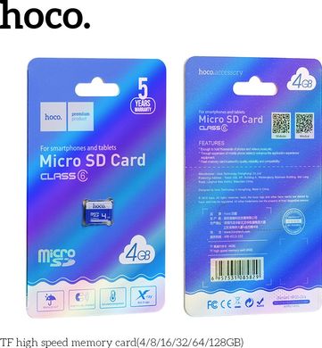 Карта пам'яті 4GB Hoco MicroSD Class 6