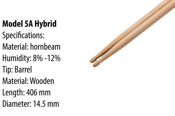 Барабанні палички 5A Hybrid | Western Wood | HoRnbeam 5A Hybrid