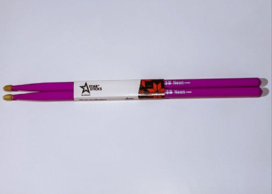 Барабанні палички 5B Neon Violet | StarSticks | HoRnbeam 5B Neon Violet, 15 пар, Серія Classic