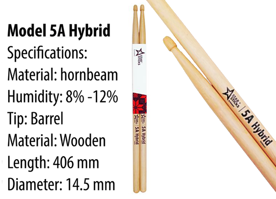 Барабанні палички 5A Hybrid | StarSticks | HoRnbeam 5A Hybrid